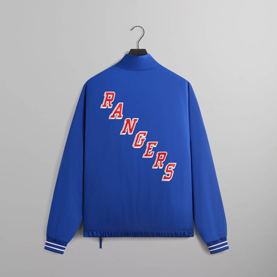 Blue Men Kith for the New York Rangers Nylon Quarter Zip Sweatshirts | 9046-FMSPW