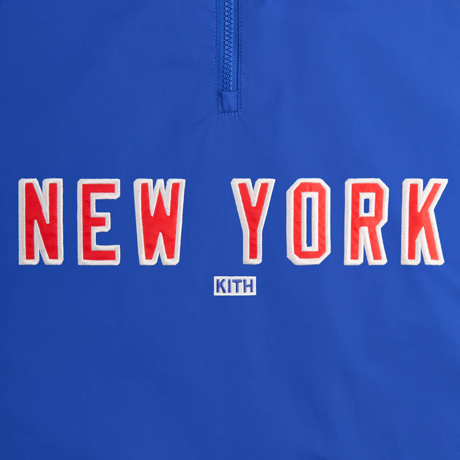 Blue Men Kith for the New York Rangers Nylon Quarter Zip Sweatshirts | 9046-FMSPW