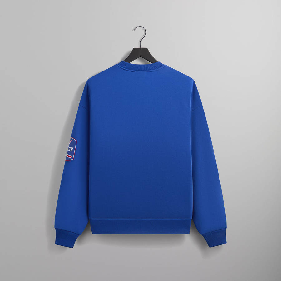 Blue Men Kith for the New York Rangers Skewed Nelson Crewneck Sweatshirts | 3145-YLCWG