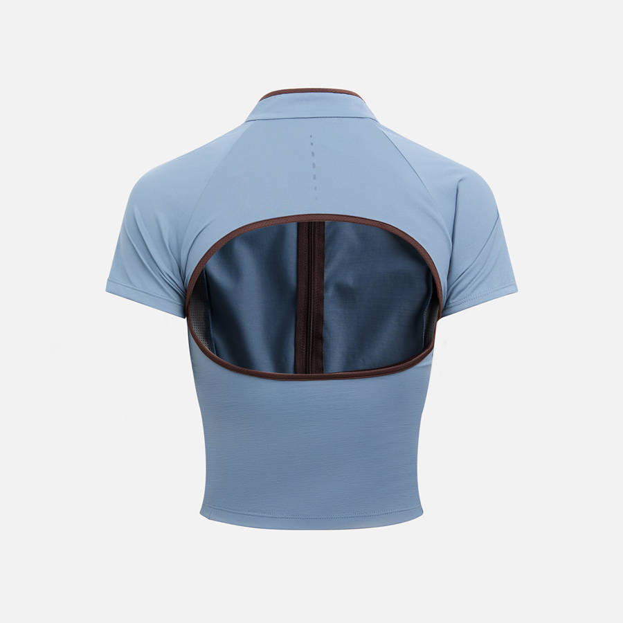 Blue Women Kith Hyein Seo Slashed Zip Top Shirts | 7150-JUABT