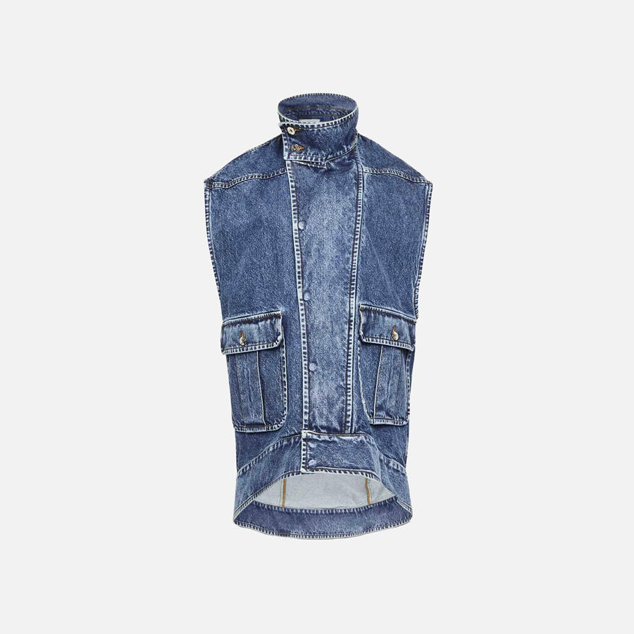 Blue Women Kith JW Anderson Oversized Sleeveless High Neck Jackets | 8916-UQYME