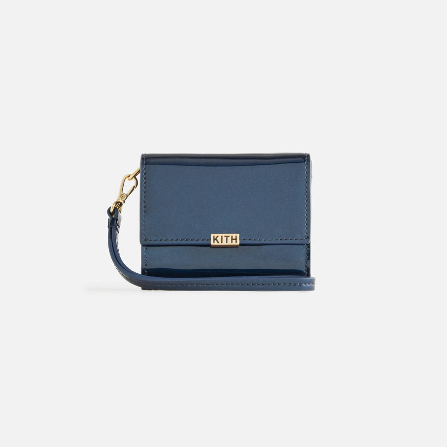 Blue Women Kith Monogram Patent Leather Flap Wallet Wallets | 3125-YOCNW