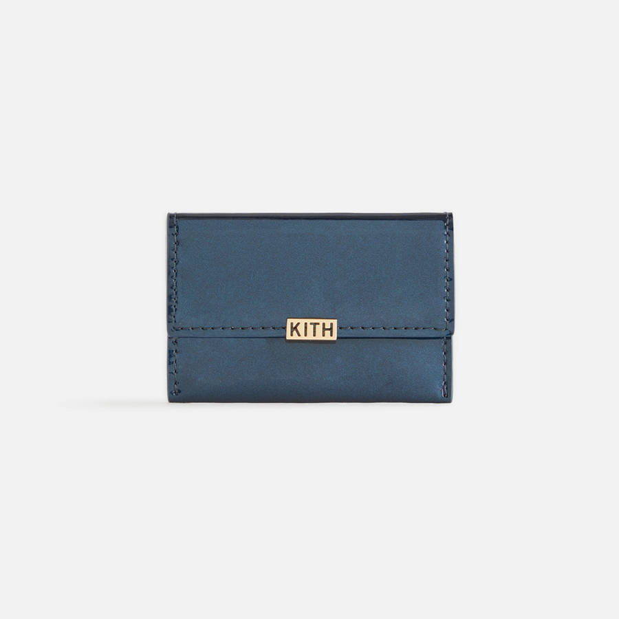 Blue Women Kith Patent Leather Double Card Holder Wallets | 0856-FWOEX