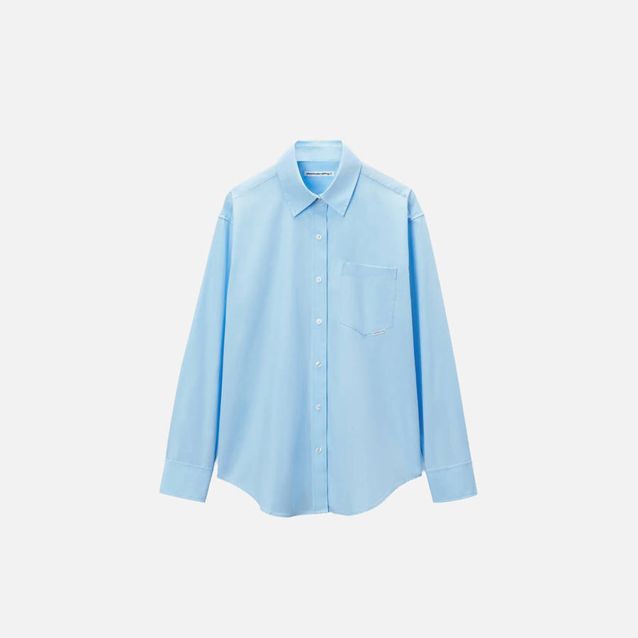 Blue Women Kith T by Alexander Wang Boyfriend With Logo Shirts | 7514-HDTZP
