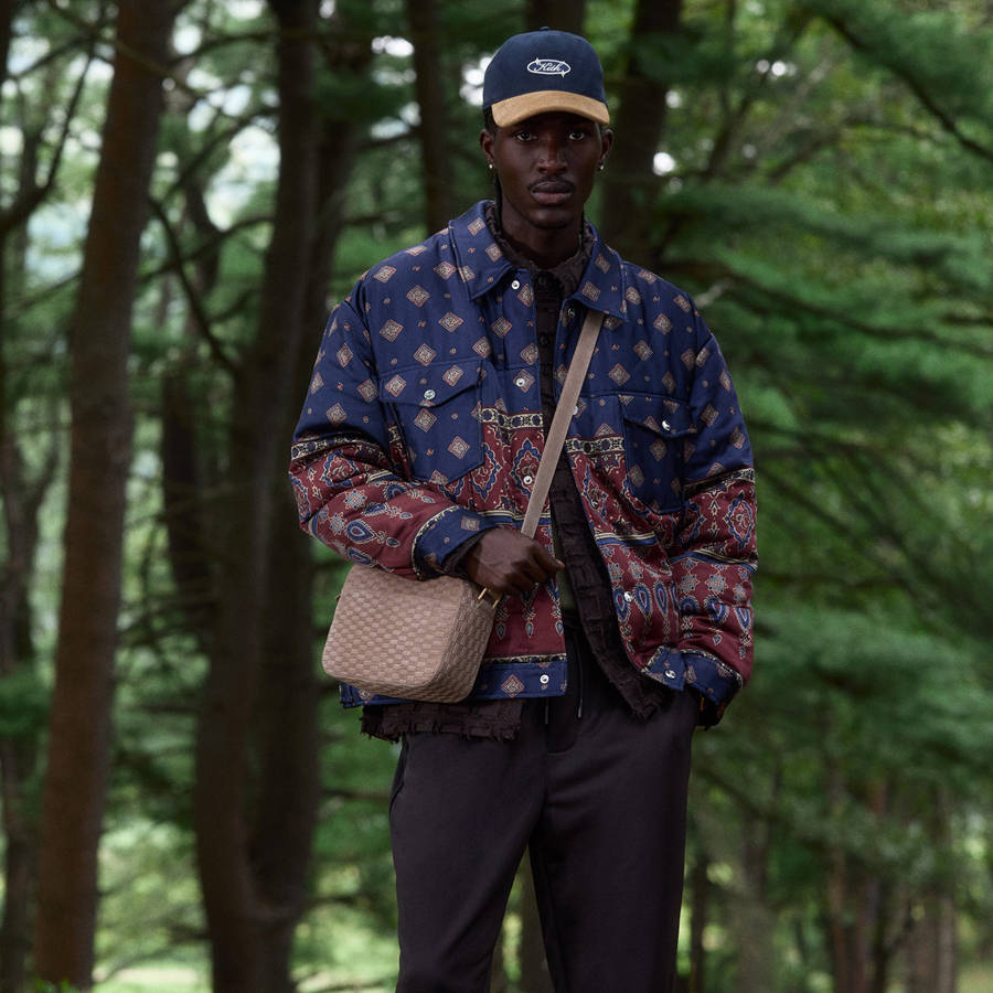 Blue / Red Men Kith Puffed Jase Satin Trucker Jackets | 4529-MAWCB