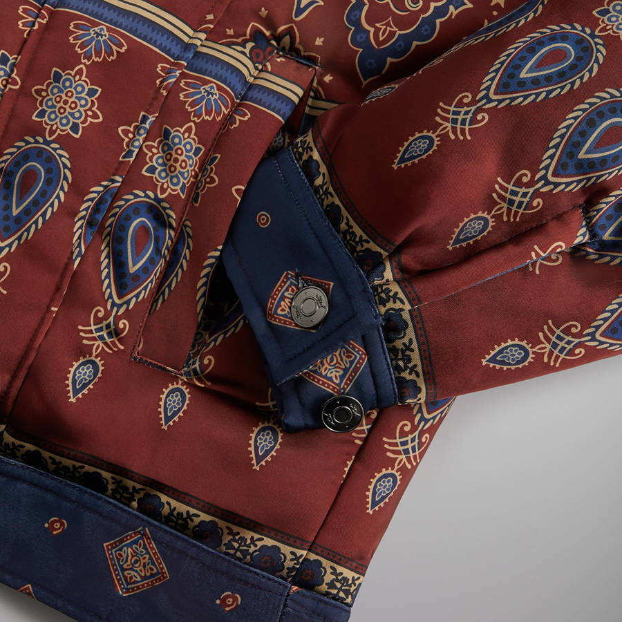 Blue / Red Men Kith Puffed Jase Satin Trucker Jackets | 4529-MAWCB
