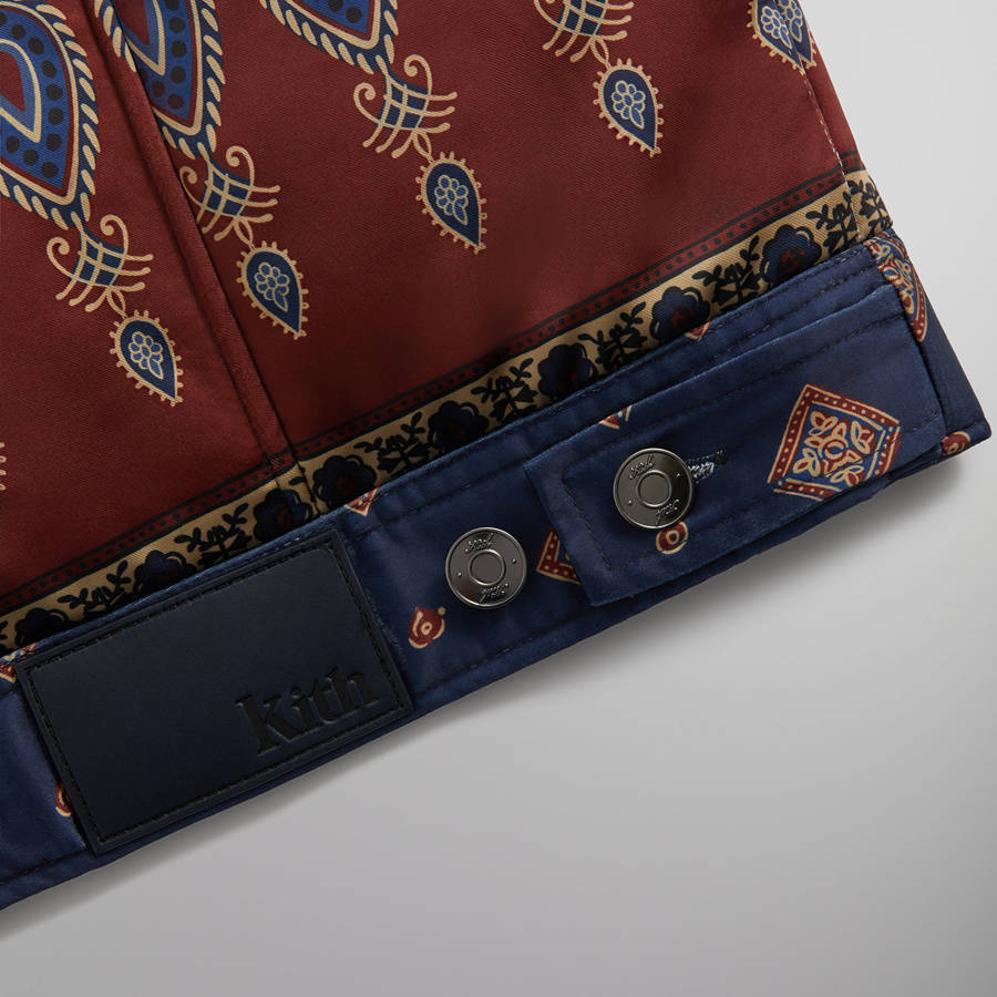 Blue / Red Men Kith Puffed Jase Satin Trucker Jackets | 4529-MAWCB