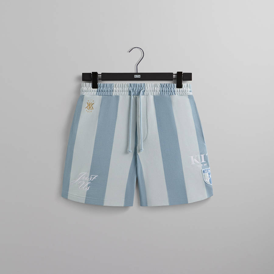 Blue / White Men Kith Fleece Curtis Shorts | 2109-EODYQ