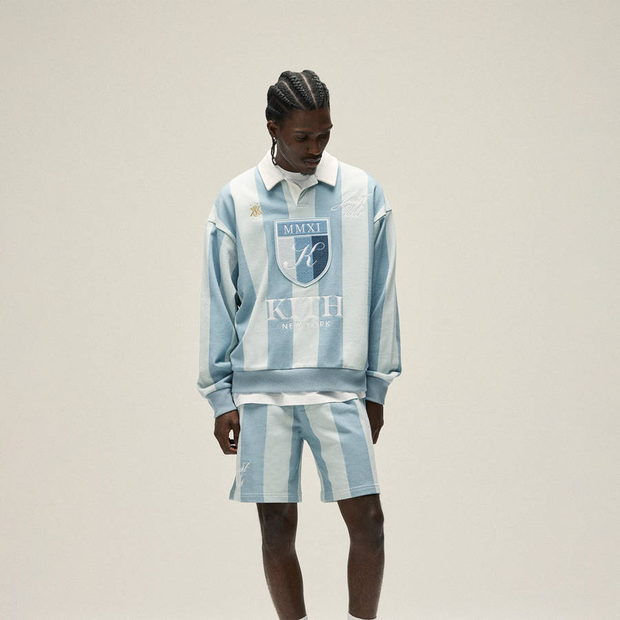 Blue / White Men Kith Fleece Curtis Shorts | 2109-EODYQ