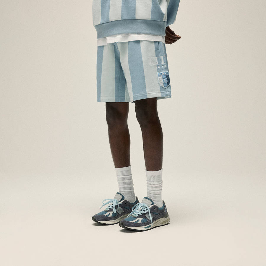 Blue / White Men Kith Fleece Curtis Shorts | 2109-EODYQ