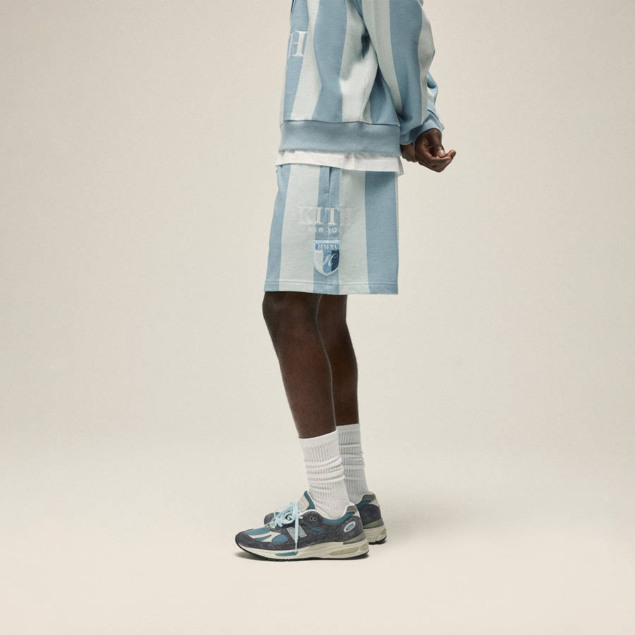 Blue / White Men Kith Fleece Curtis Shorts | 2109-EODYQ
