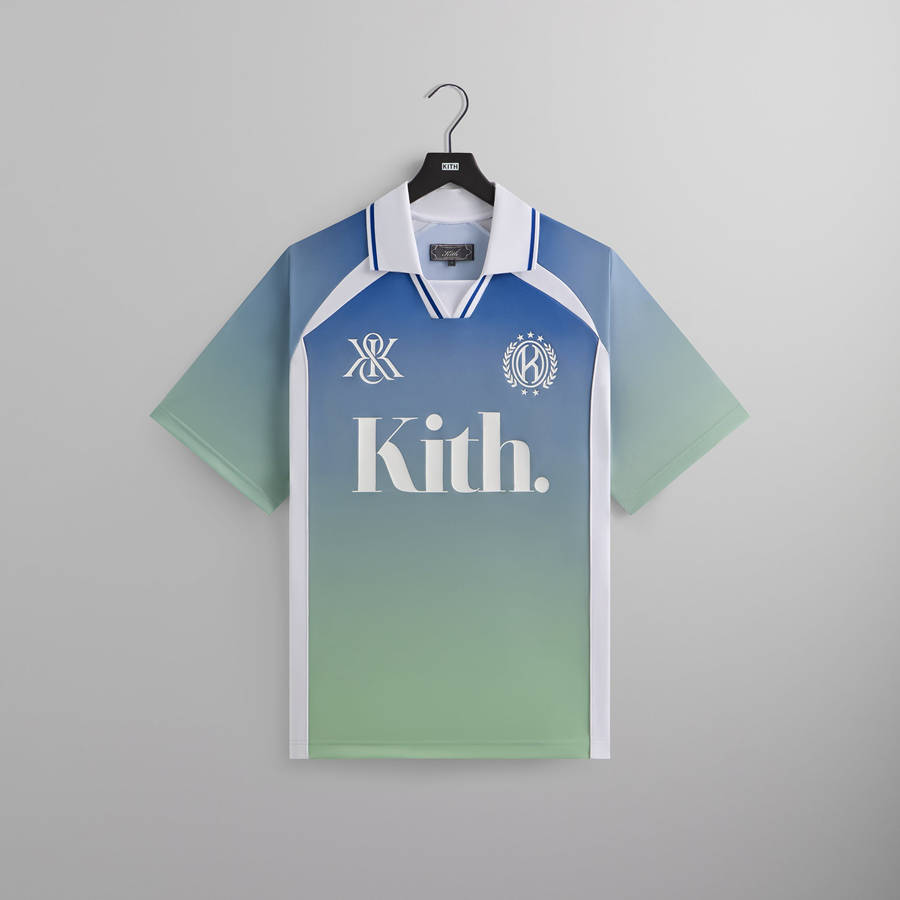 Blue / White Men Kith Gradient Edison Jersey T-Shirt | 3291-MGBAE