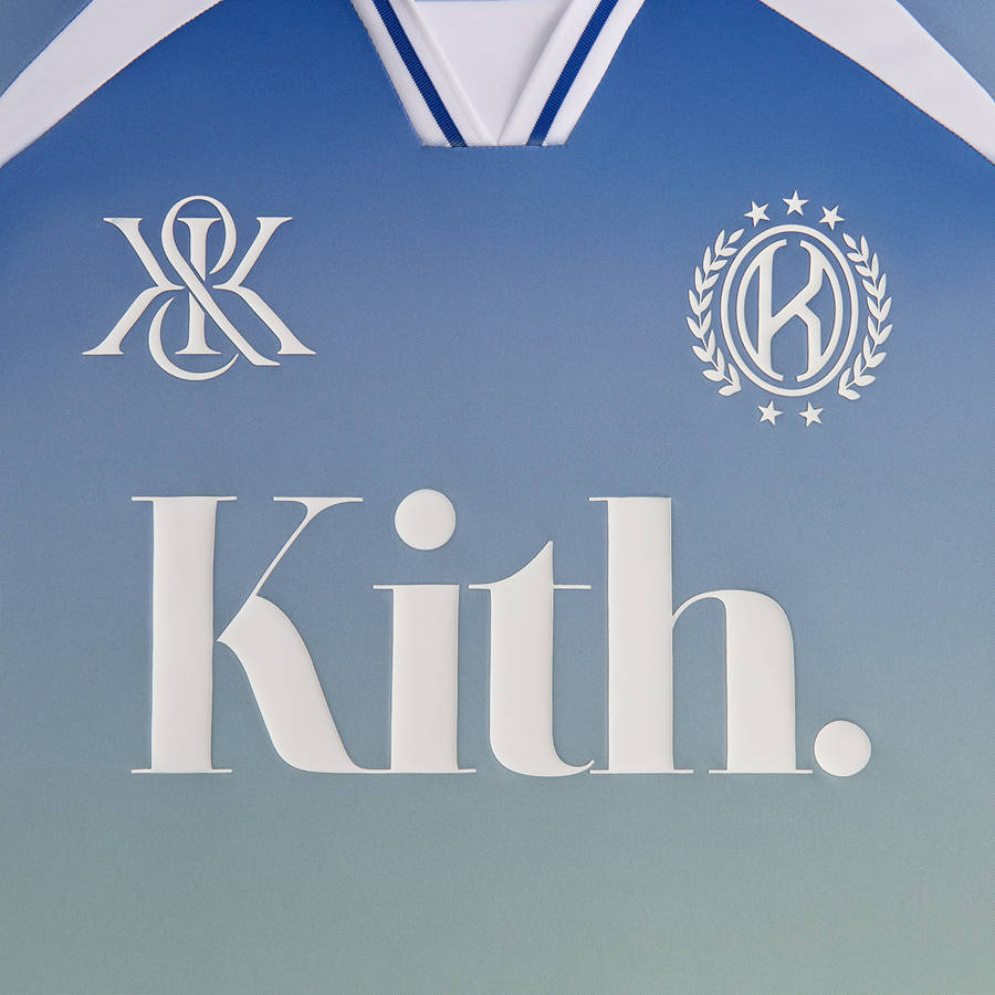 Blue / White Men Kith Gradient Edison Jersey T-Shirt | 3291-MGBAE
