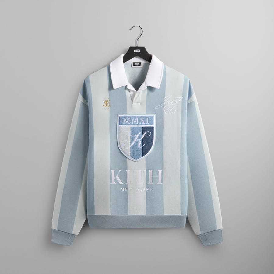 Blue / White Men Kith Nelson Collared Pullover Shirts | 1984-HPTOK
