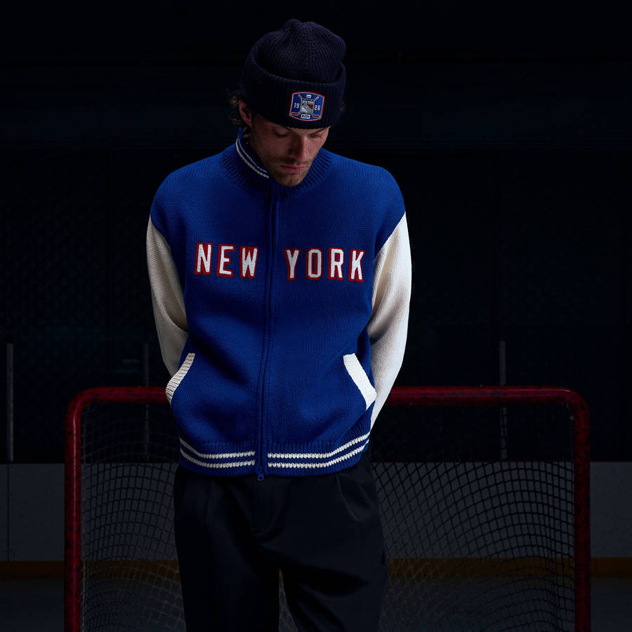 Blue / White Men Kith for the New York Rangers Wyona Full Zip Jackets | 1987-CNRUP