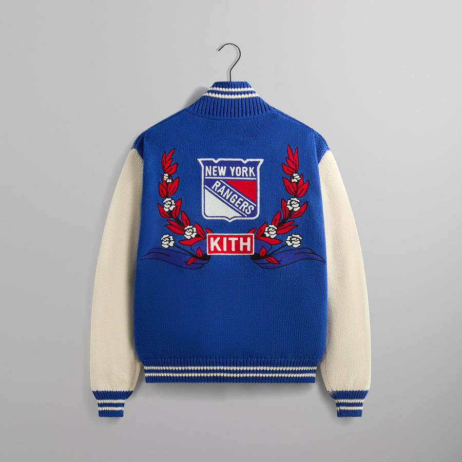 Blue / White Men Kith for the New York Rangers Wyona Full Zip Jackets | 1987-CNRUP