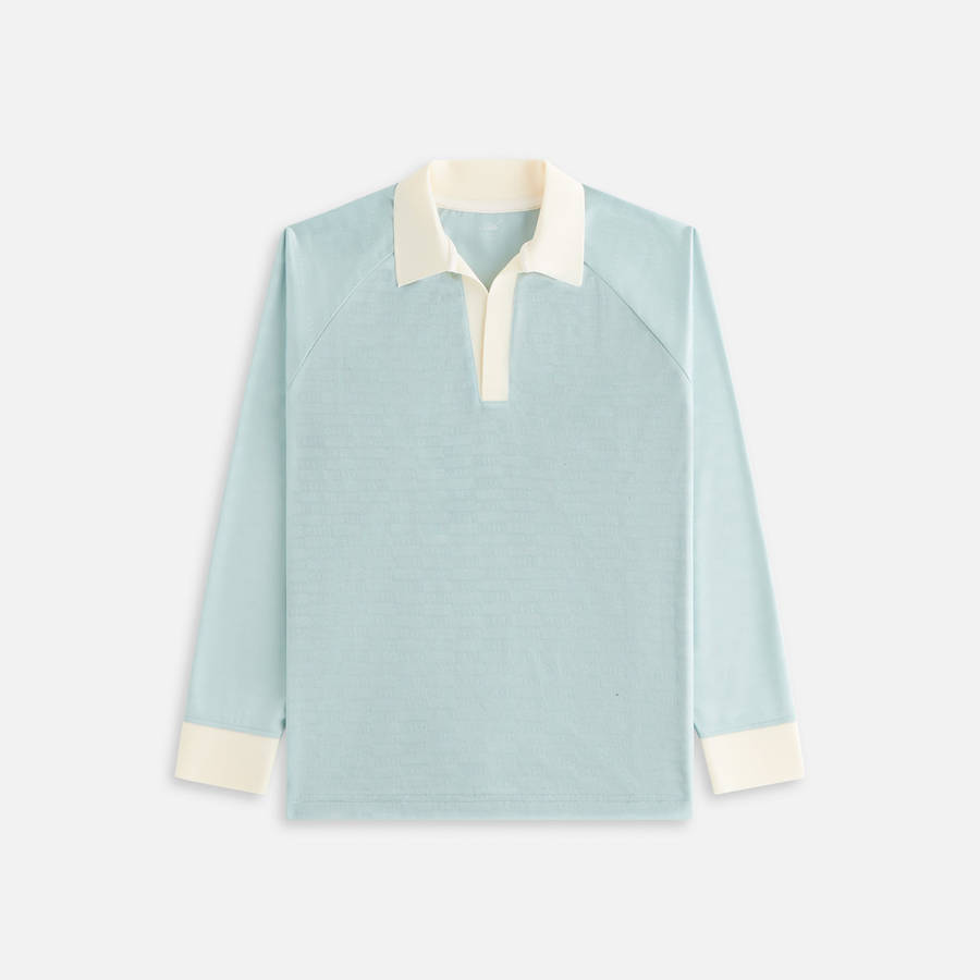 Blue / White Women Kith Ridley Polo Monogram Jersey Long Sleeve Shirts | 4672-SJNPE
