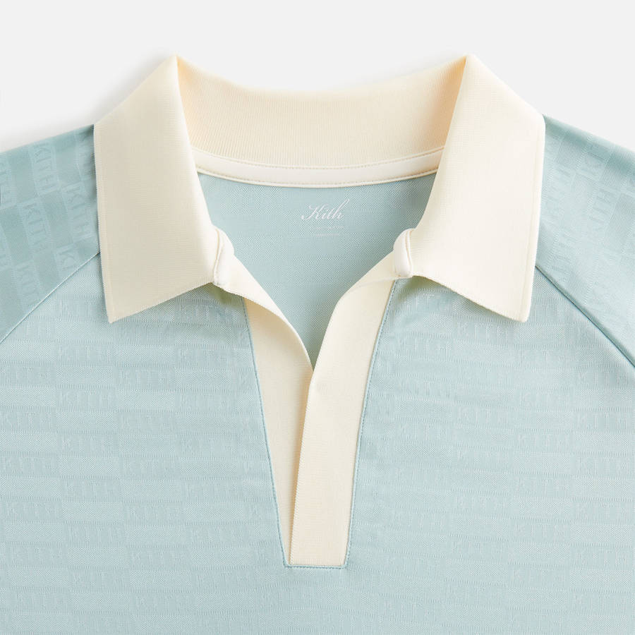 Blue / White Women Kith Ridley Polo Monogram Jersey Long Sleeve Shirts | 4672-SJNPE