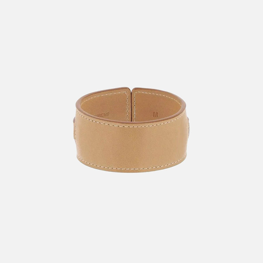Brown Gold Women Kith Saint Laurent YSL Leather Bracelet Jewelry | 7521-KDFRV