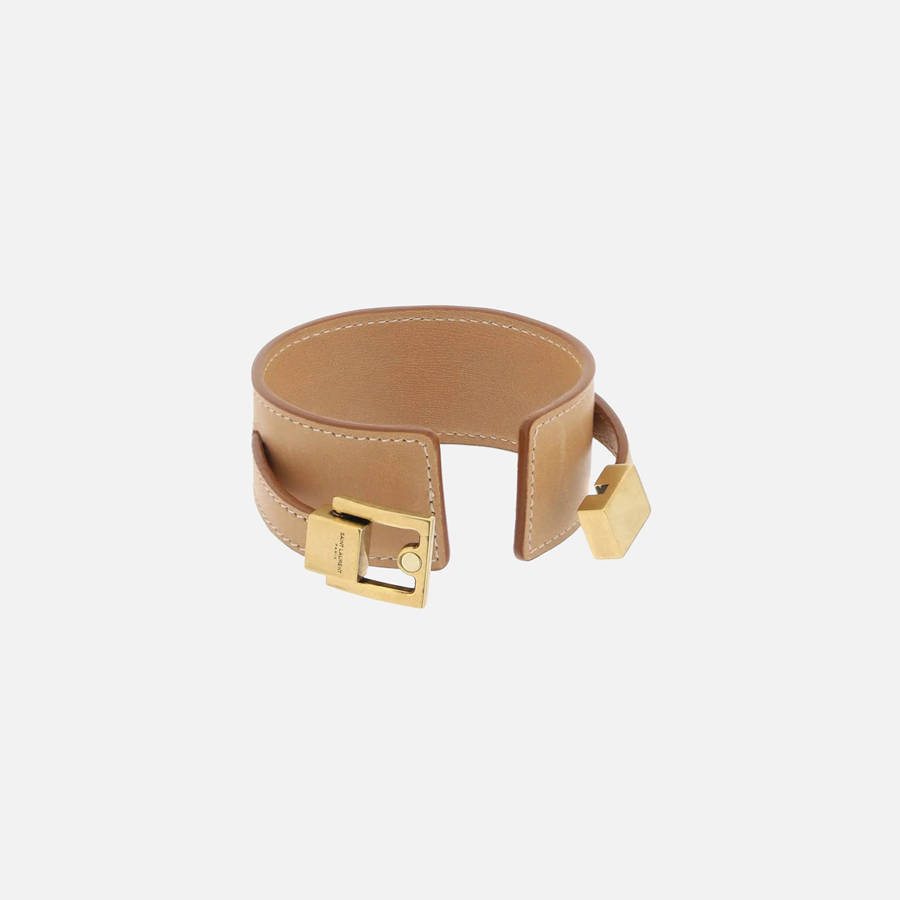 Brown Gold Women Kith Saint Laurent YSL Leather Bracelet Jewelry | 7521-KDFRV