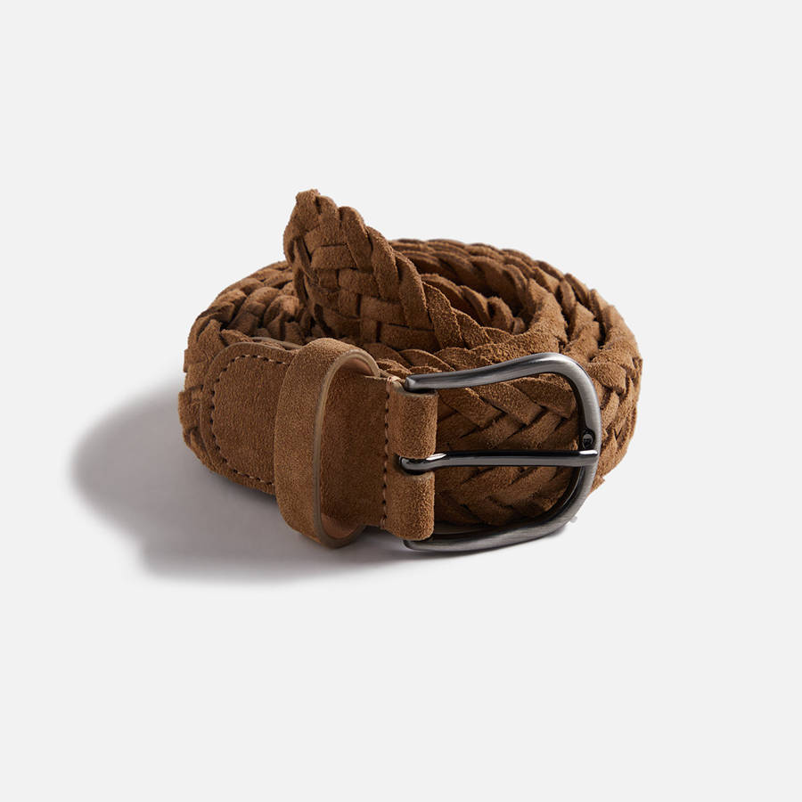 Brown Men Kith Anderson\'s Suede Woven Belts | 9436-XFUQK