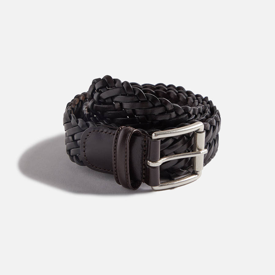 Brown Men Kith Anderson's Woven Leather Belts | 1207-QAENU