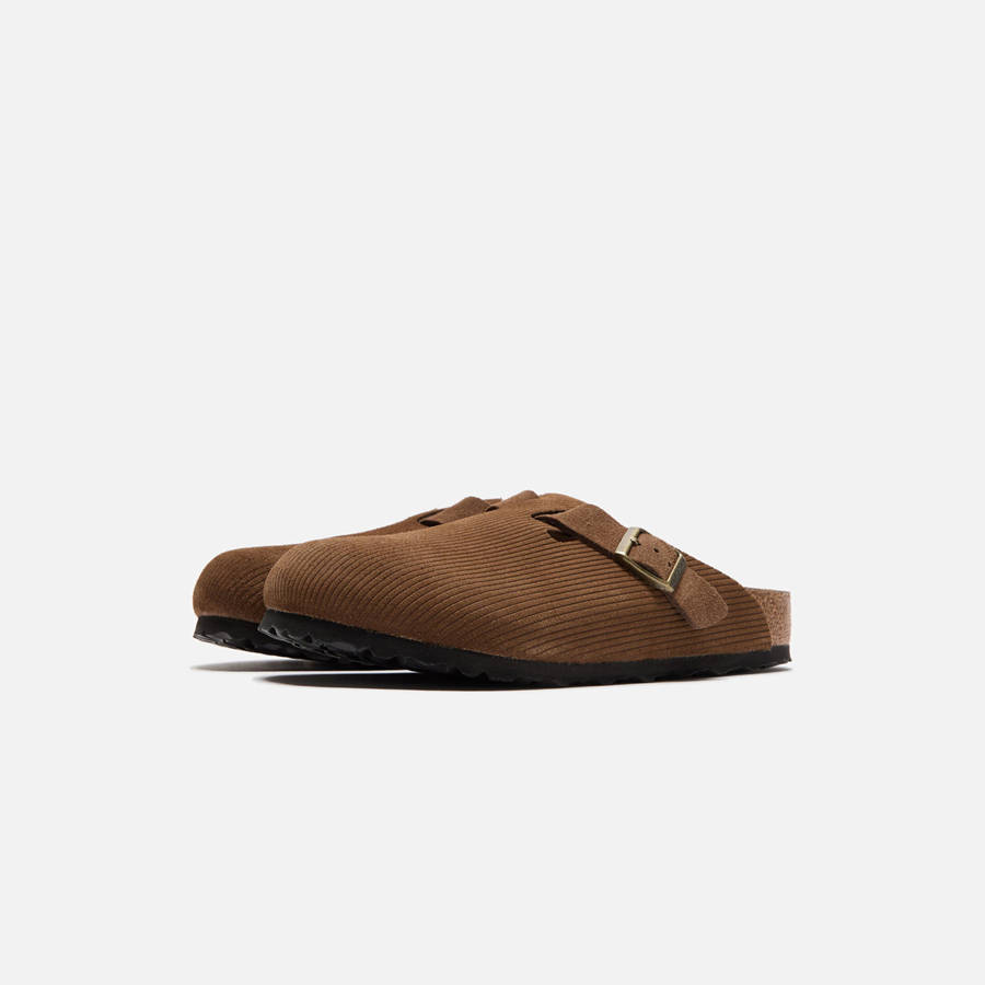Brown Men Kith Birkenstock Boston Suede Corduroy Sandals | 3845-DVWBQ