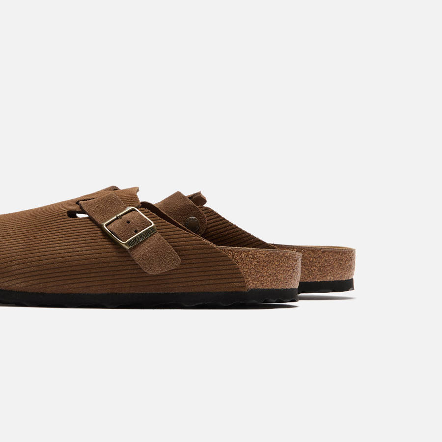 Brown Men Kith Birkenstock Boston Suede Corduroy Sandals | 3845-DVWBQ