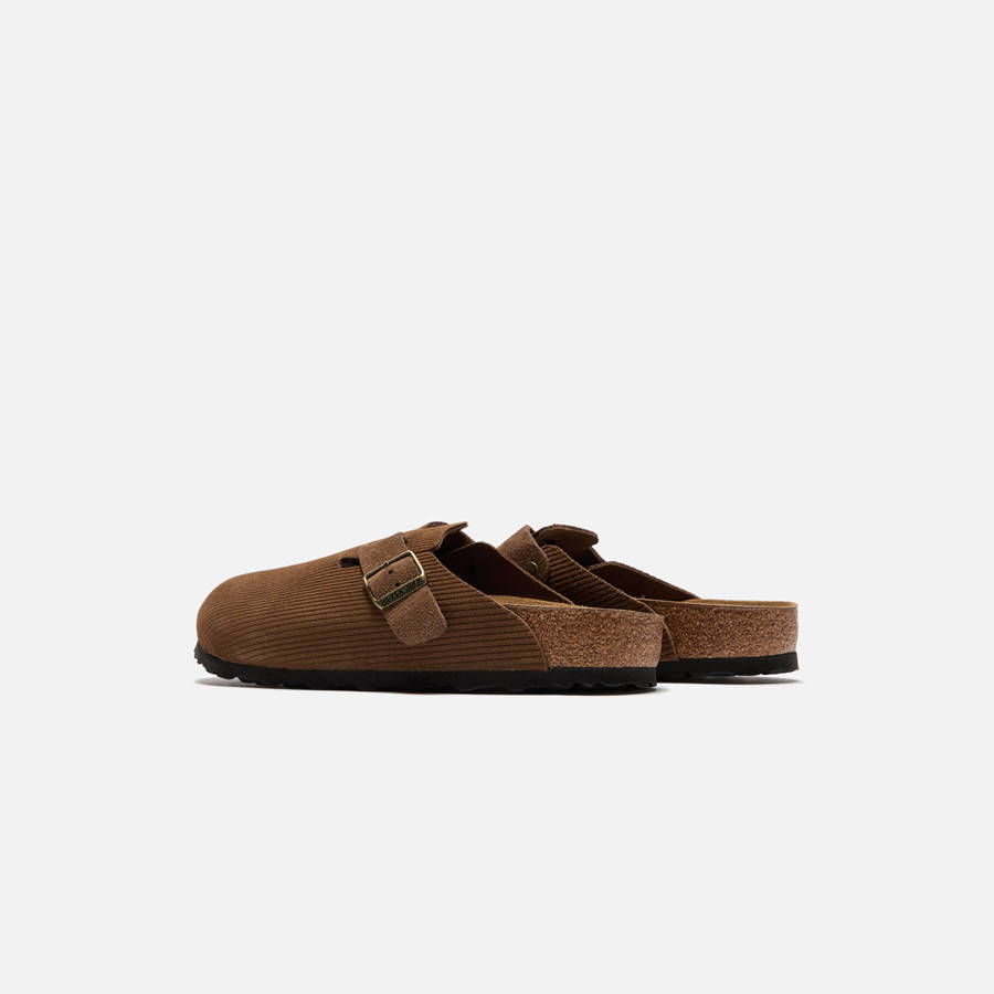 Brown Men Kith Birkenstock Boston Suede Corduroy Sandals | 3845-DVWBQ