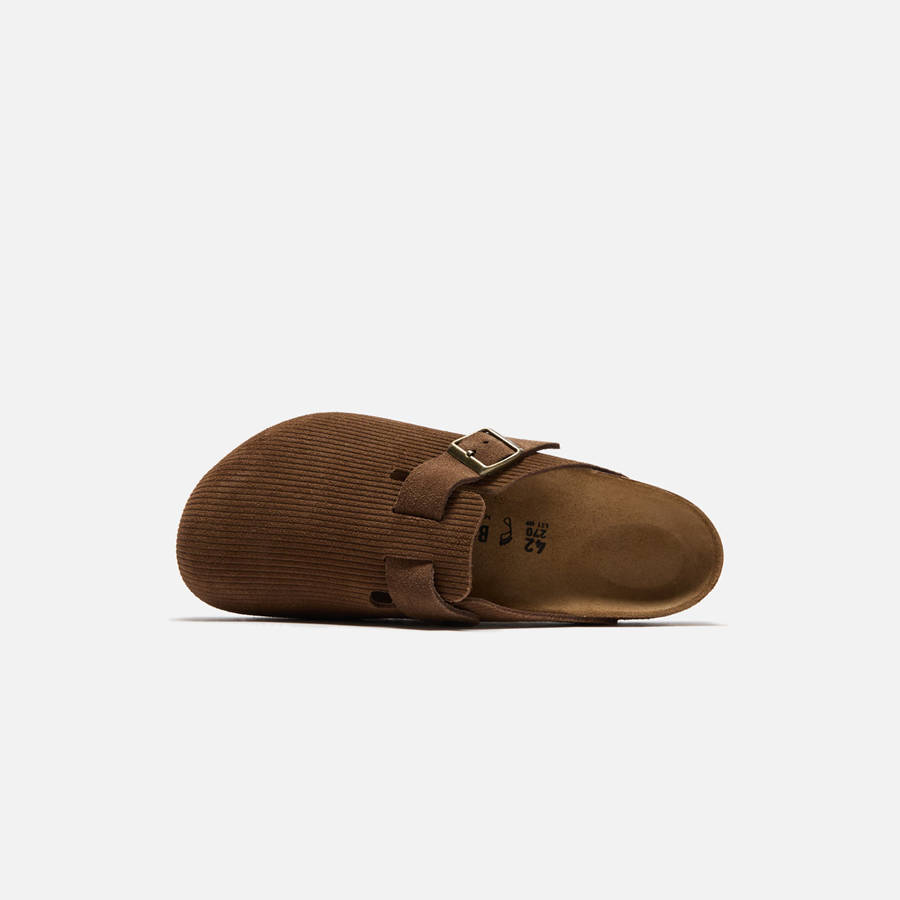 Brown Men Kith Birkenstock Boston Suede Corduroy Sandals | 3845-DVWBQ