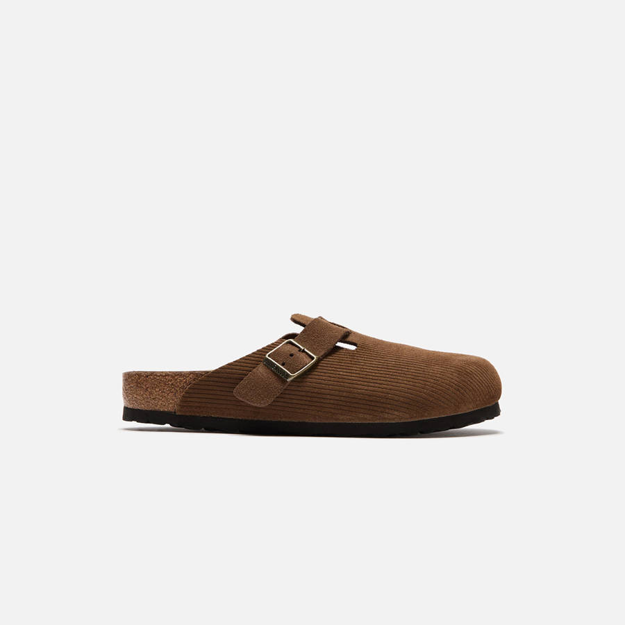 Brown Men Kith Birkenstock Boston Suede Corduroy Sandals | 3845-DVWBQ
