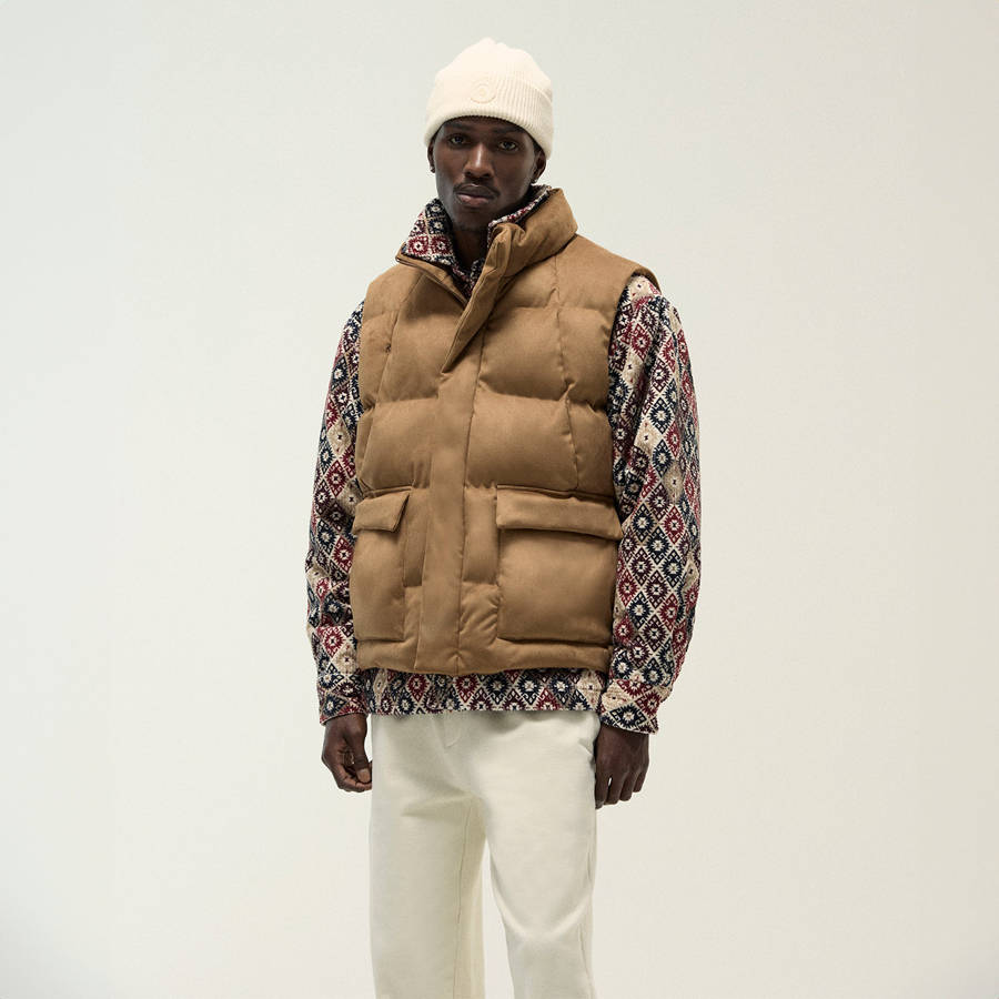 Brown Men Kith Bonded Microsuede Midi Vest | 5123-MTBDA