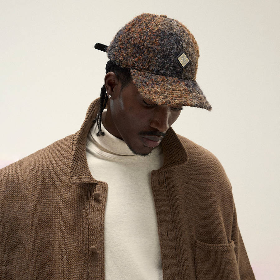Brown Men Kith Boucle Check Suede Brim Aaron Cap | 3509-DSKWP