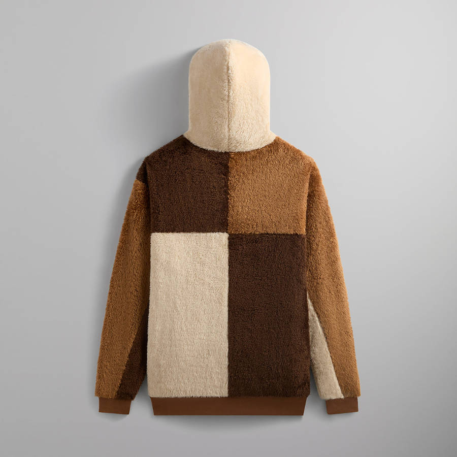 Brown Men Kith Color-Blocked Plush Hoodie Sweatshirts | 0143-JVMWI