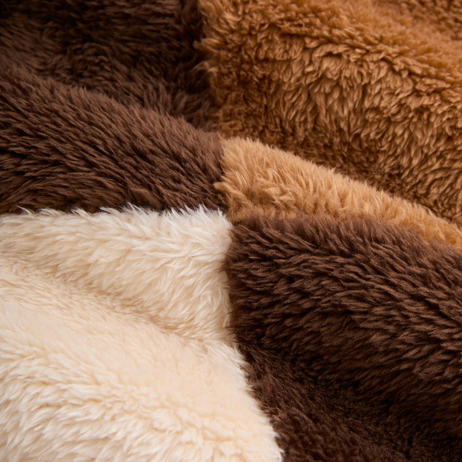 Brown Men Kith Color-Blocked Plush Hoodie Sweatshirts | 0143-JVMWI