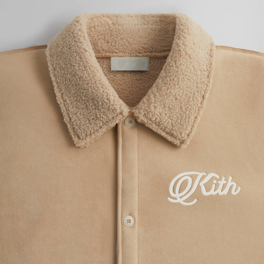 Brown Men Kith Faux Shearling Long Sleeve Boxy Collared Shirts | 6940-AJQRY