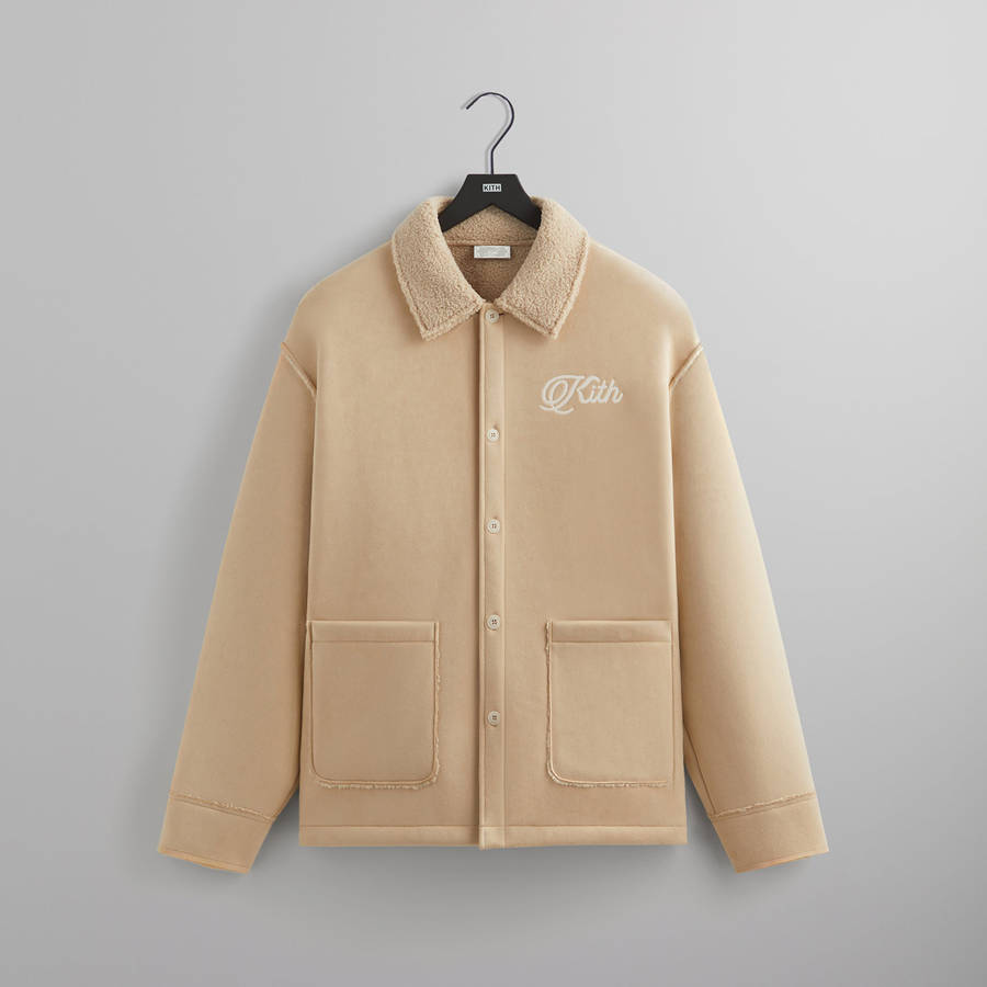 Brown Men Kith Faux Shearling Long Sleeve Boxy Collared Shirts | 6940-AJQRY