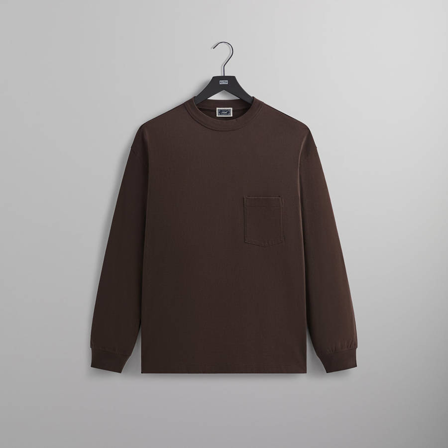 Brown Men Kith Long Sleeve Leonard Pocket T-Shirt | 5038-ISMDU