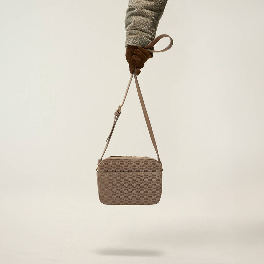 Brown Men Kith Monogram Suede Camera Crossbody Bags | 6502-CFETX