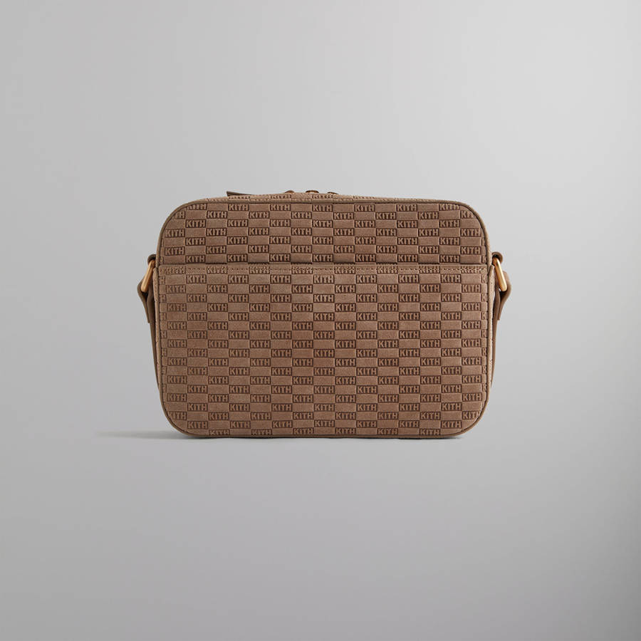 Brown Men Kith Monogram Suede Camera Crossbody Bags | 6502-CFETX