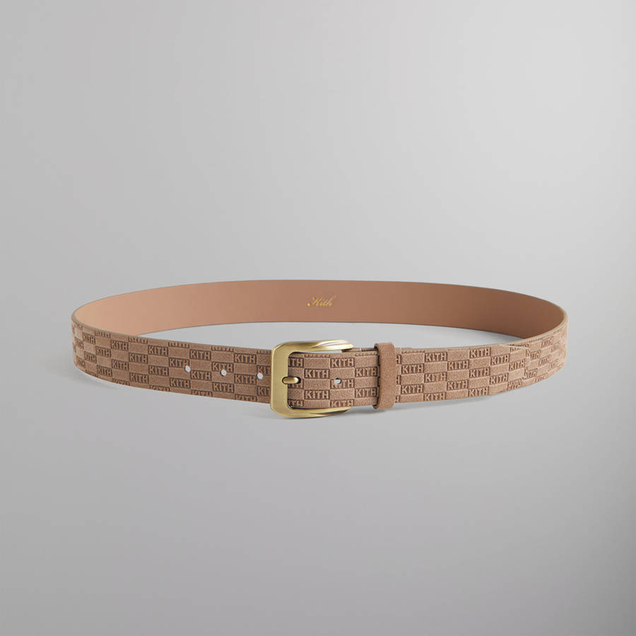 Brown Men Kith Monogram Suede Leather Belts | 8024-FYRWK