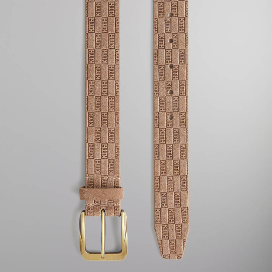 Brown Men Kith Monogram Suede Leather Belts | 8024-FYRWK
