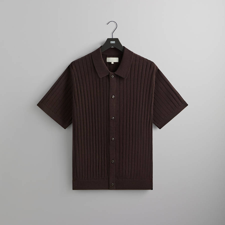 Brown Men Kith Rhys Knit Stripe Buttondown Shirts | 4109-ISCBD