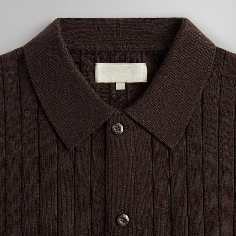 Brown Men Kith Rhys Knit Stripe Buttondown Shirts | 4109-ISCBD