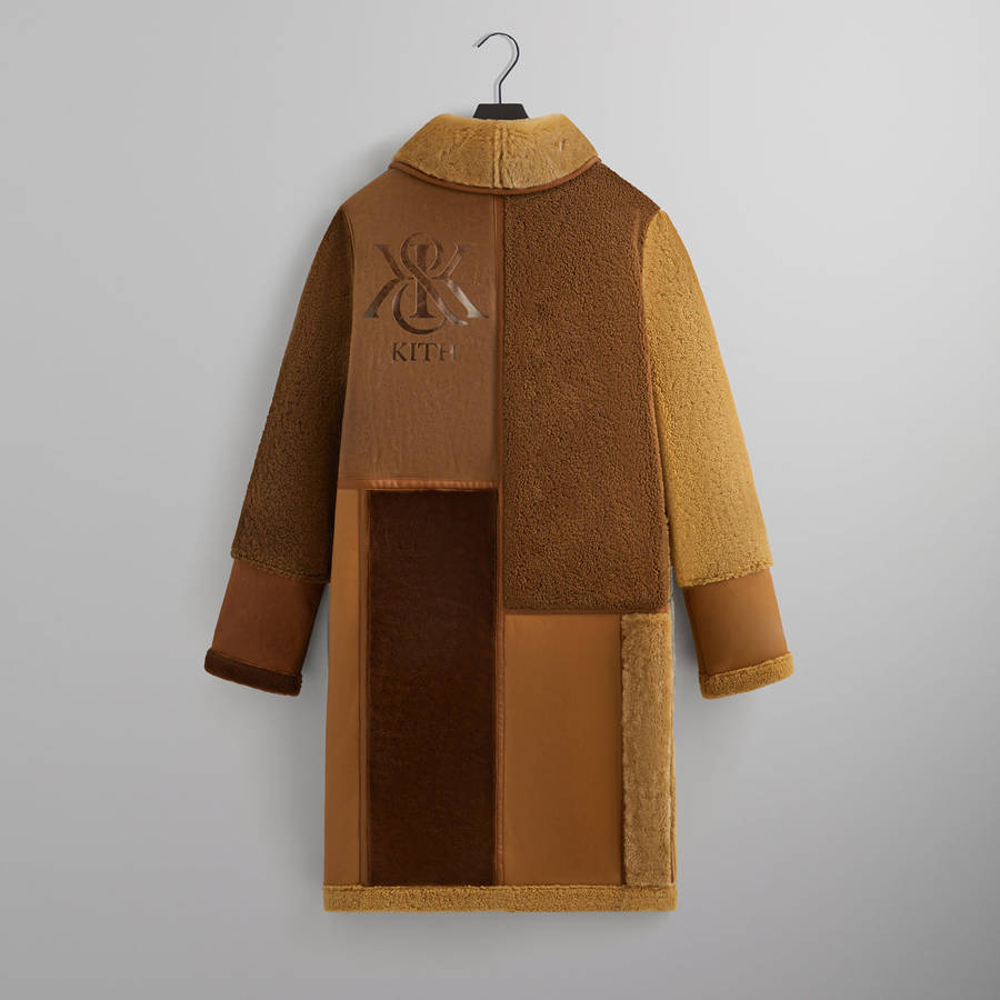 Brown Men Kith Shearling Patchwork Becker Coats | 0692-UQOFD