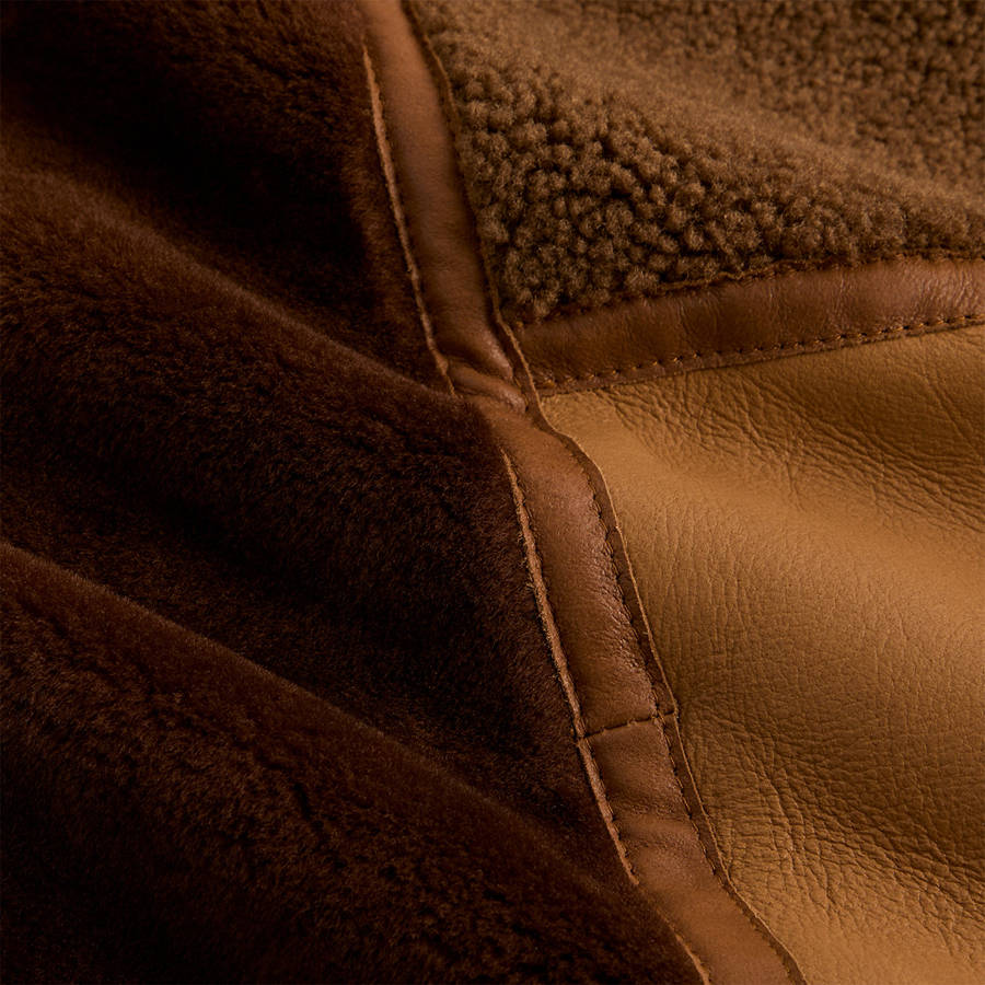 Brown Men Kith Shearling Patchwork Becker Coats | 0692-UQOFD