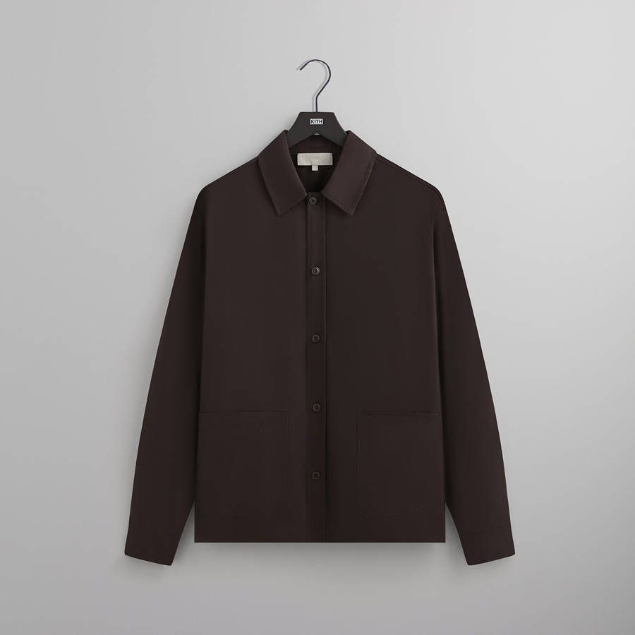 Brown Men Kith Silk Cotton Long Sleeve Boxy Collar Shirts | 8465-XRNGD