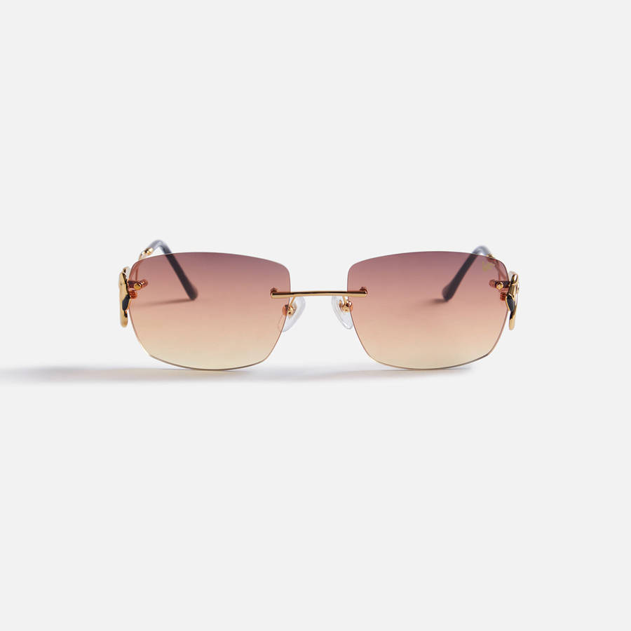 Brown Men Kith Vintage Frames Flamingo 24Kt Yellow Gold Sunglasses | 7035-OSXDG
