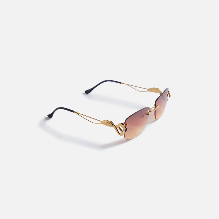 Brown Men Kith Vintage Frames Flamingo 24Kt Yellow Gold Sunglasses | 7035-OSXDG