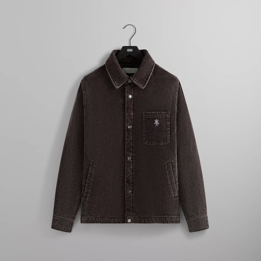 Brown Men Kith Washed Corduroy Brixton Puffed Shirt Jackets | 6302-JHQDY